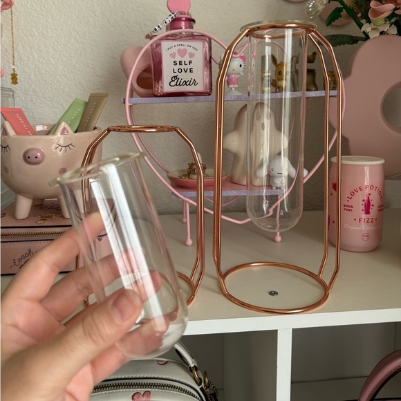 Rose Gold Tube Vase Set of 2 - Picture 3 of 5